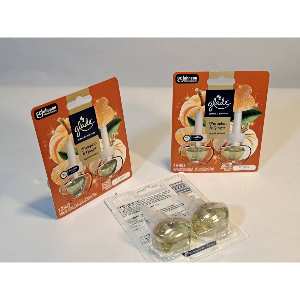 Glade Pumpkin & Ginger PlugIns Scented Oil Refills Limited Edition 6‎ Count Lot